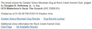 Email about Oscar winning Best of Breed at the Dog Show